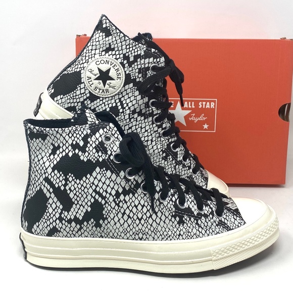 Converse Shoes - Converse Chuck 70 All Star High Top Egret Black Leather Women Sneakers 570355C